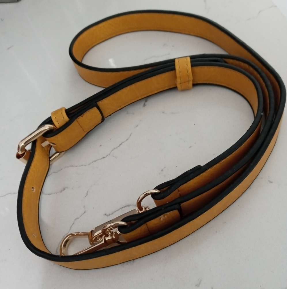 Yellow Leather Adjustable Purse Shoulder Strap with Buckle And Clasp Closures